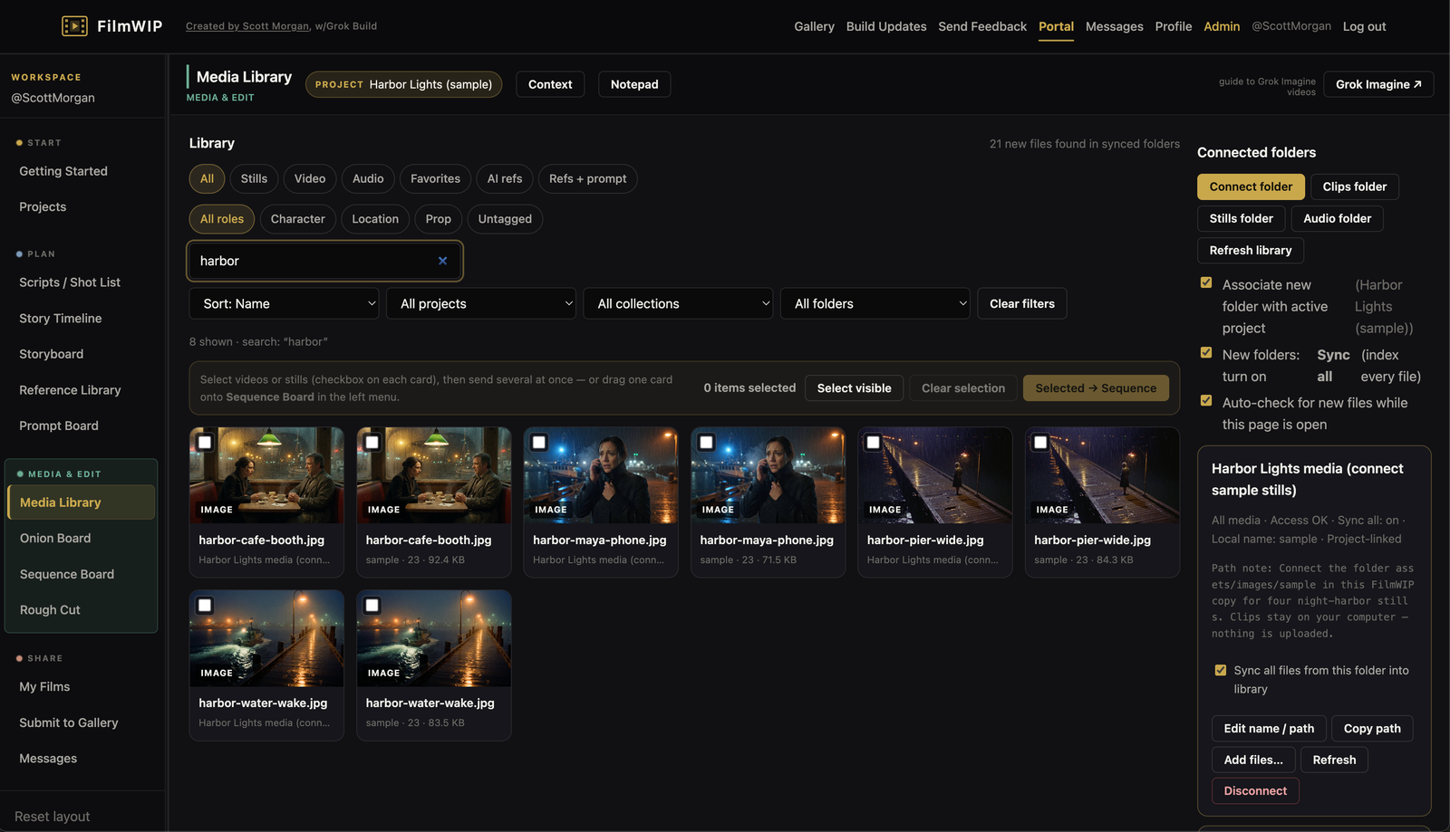 Media Library: local folders, tags, and send to Sequence